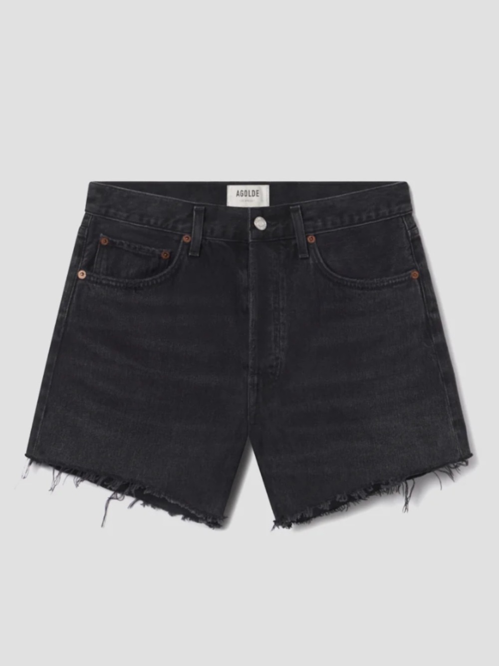 Agolde Washed Black High-Rise Cutoff Denim Shorts